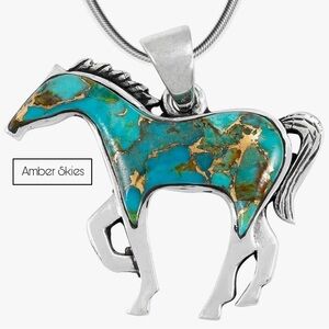 Western Skies .925 Sterling Silver and Turquoise Horse Necklace